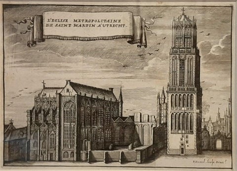 Framed View of St. Martin's Cathedral or Domkerk, Utrecht, The Netherlands, 1770, close-up 1
