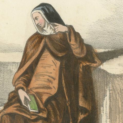 Capucine, 1862 Hand-Colored Lithograph of a Capuchin Nun, close-up 1