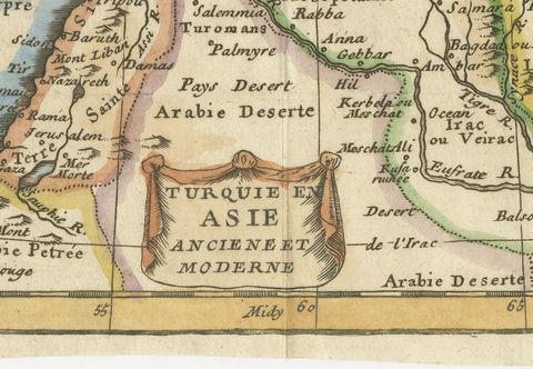Antique Turkey in Asia Map with Cyprus and the Holy Land, circa 1760, close-up 2