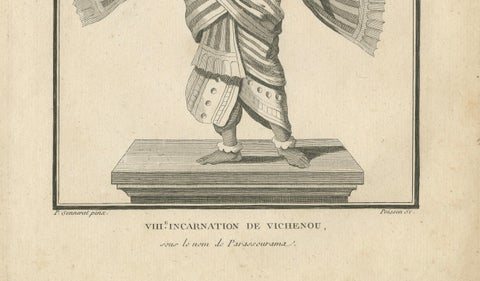 Rare 1806 Krishna Vishnu Avatar Antique Print, Hindu Engraving Collectible, close-up 2