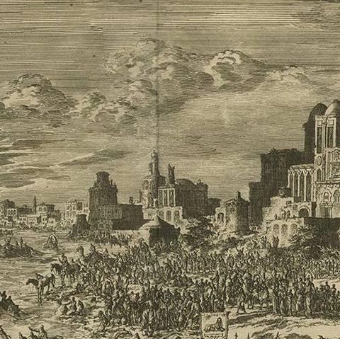 Antique Bible Print First Plague of Egypt by J. Luyken, 1743, close-up 1