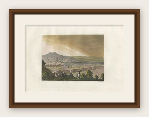 Antique Print of Jerusalem from the Mount of Olives by Ferrario '1831', shown framed