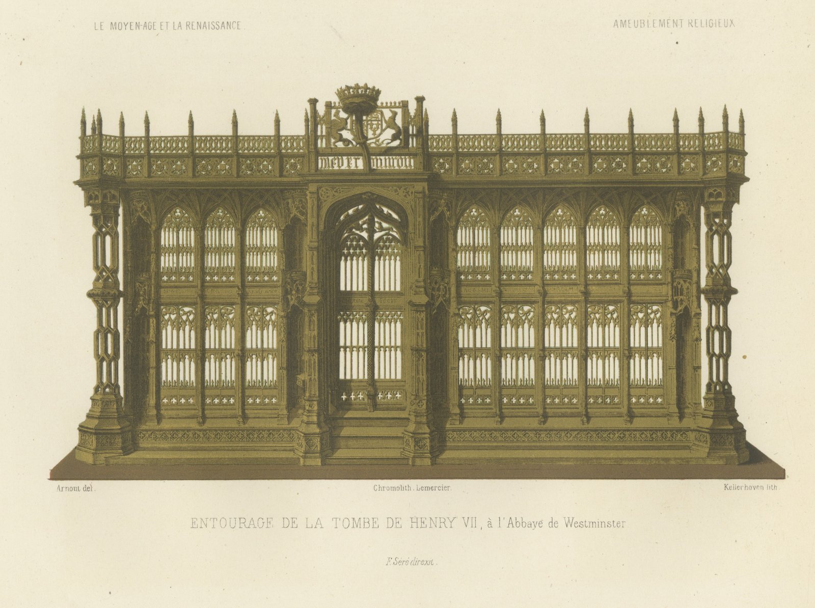Tomb Screen of Henry VII, Westminster Abbey, Antique Print, 1851