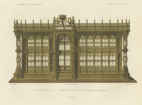 Tomb Screen of Henry VII, Westminster Abbey, Antique Print, 1851