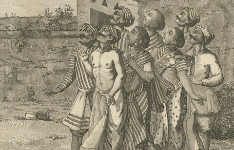Hindu Hook-Swinging Ceremony in Honor of Mariamman, Engraving, 1806, close-up 1