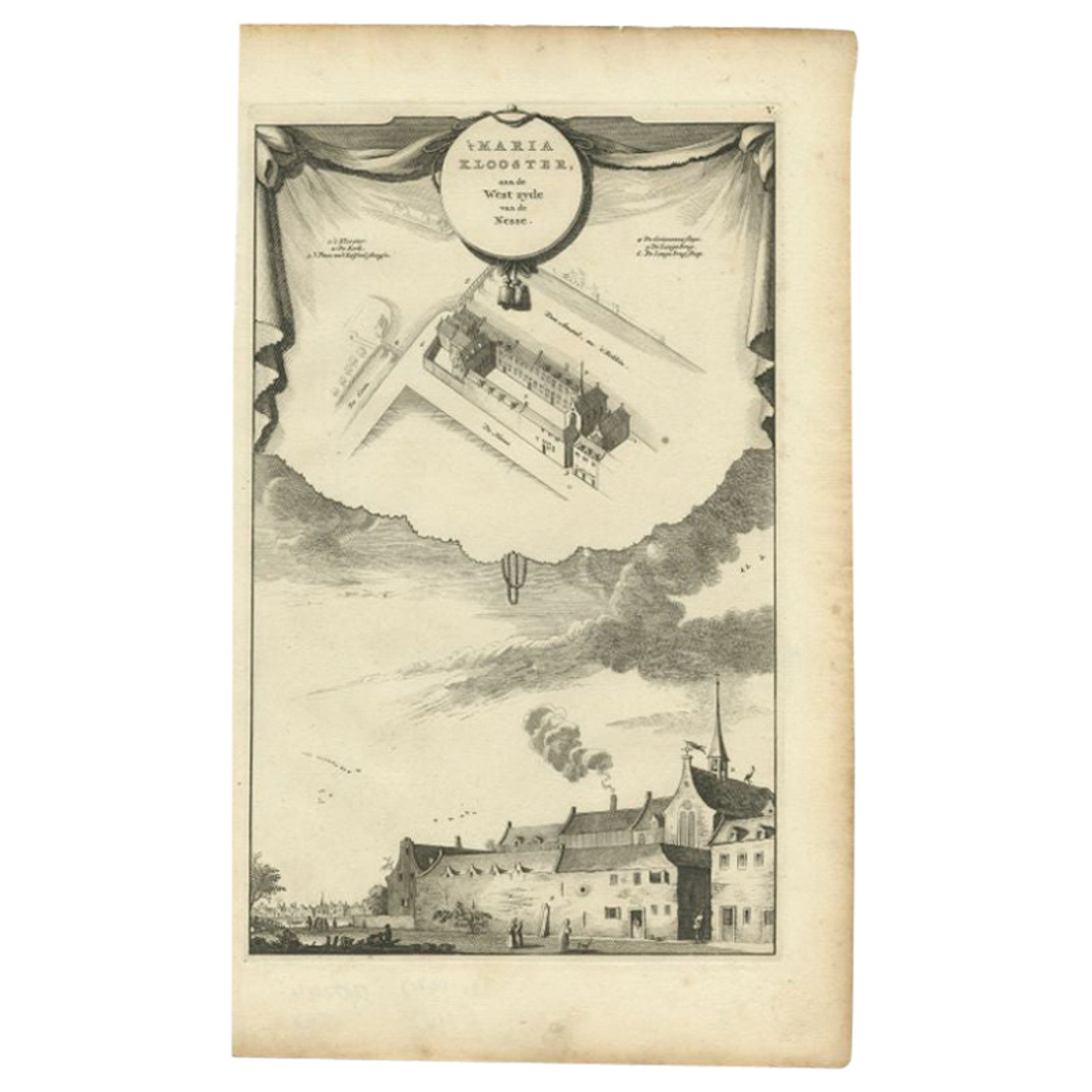 Antique Print of the Maria Monastery by Wagenaar, c.1760