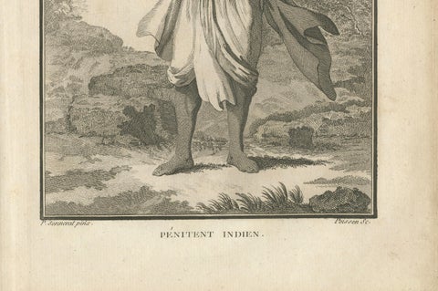 Indian Penitent with Ritual Implements, Engraving after Sonnerat, 1806, close-up 2
