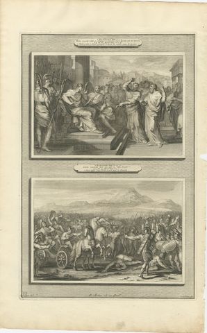 Micaiah's Prophecy and Death of King Ahab in Battle, Pieter Mortier, circa 1700, view 2