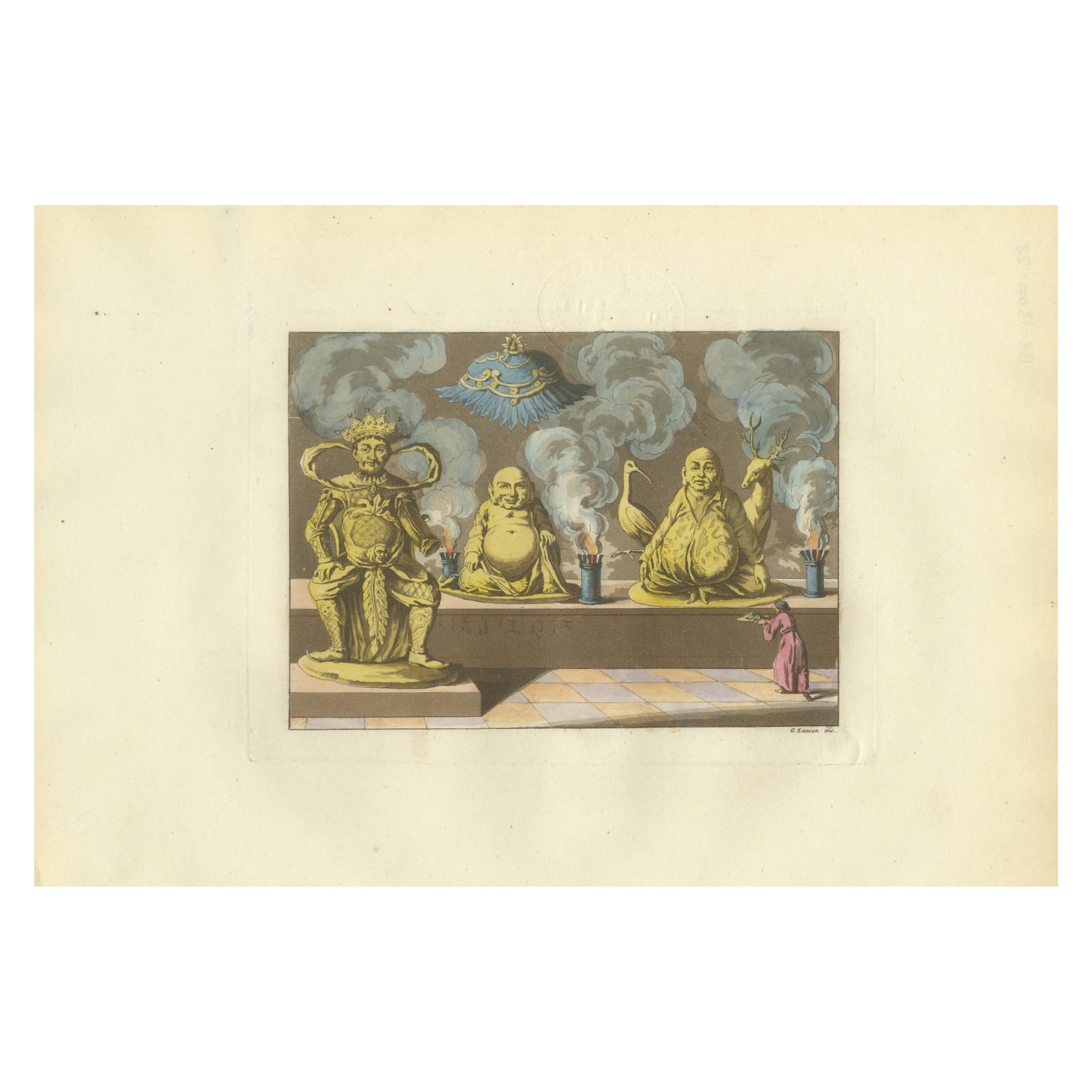 Chinese Religious Figures and Temple Statues, Ferrario Costume Series, 1815