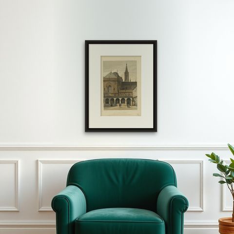 Abside de la Cathedrale de Strasbourg, Stroobant, 1860, shown framed on a wall, true to size