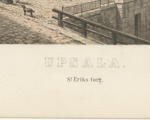 Uppsala St Eriks Torg Cathedral View, Swedish Tinted Lithograph by A. Nay, 1877, view 8