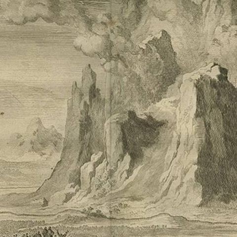 Original Antique Bible Print Law Given at Mount Sinai, 1743, close-up 2