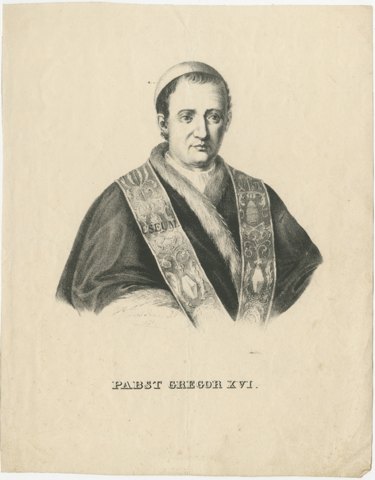 Pope Gregory XVI, Antique Lithograph Portrait, circa 1831, view 2
