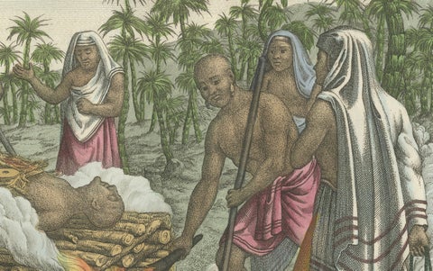 Traditional Hindu Funeral: Cremation of a Brahmin (1827), close-up 4