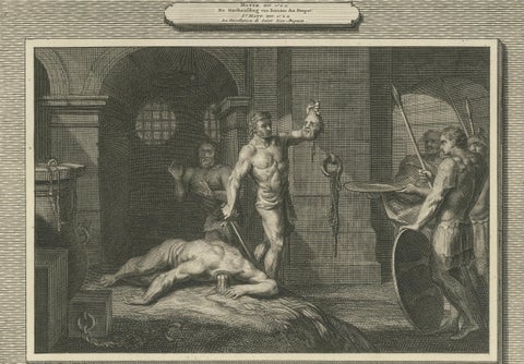 Antique Religious Engravings, Dance of Salome & John the Baptist Beheaded, 1700, close-up 4