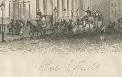 Post Office and St. Paul's Cathedral, London, Engraving by J. Shury, ca. 1850, close-up 3