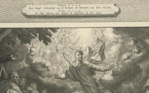 Annunciation to the Shepherds & Circumcision of Christ, Pieter Mortier, ca. 1700, close-up 2