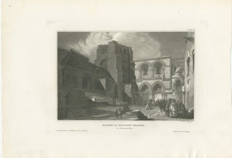 Church of the Holy Sepulchre, Jerusalem, Antique View of the Facade, circa 1850, view 2