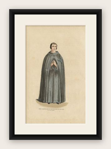 Antique Print of a Brother of Saint Jacques, 1845, shown framed