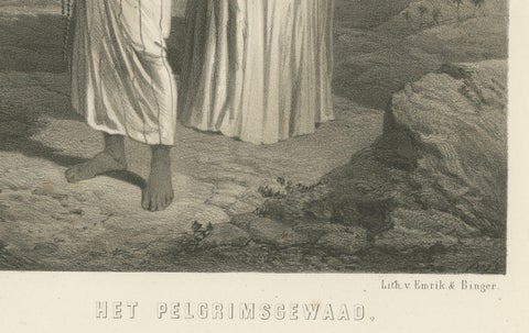 Islamic Costume Print Pilgrim Attire of Mecca, 1863 Dutch Lithograph, close-up 2