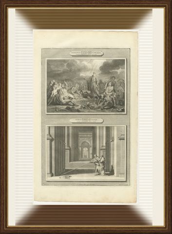 Ezekiel in the Valley of Dry Bones and the New Temple, Mortier, circa 1700, shown framed