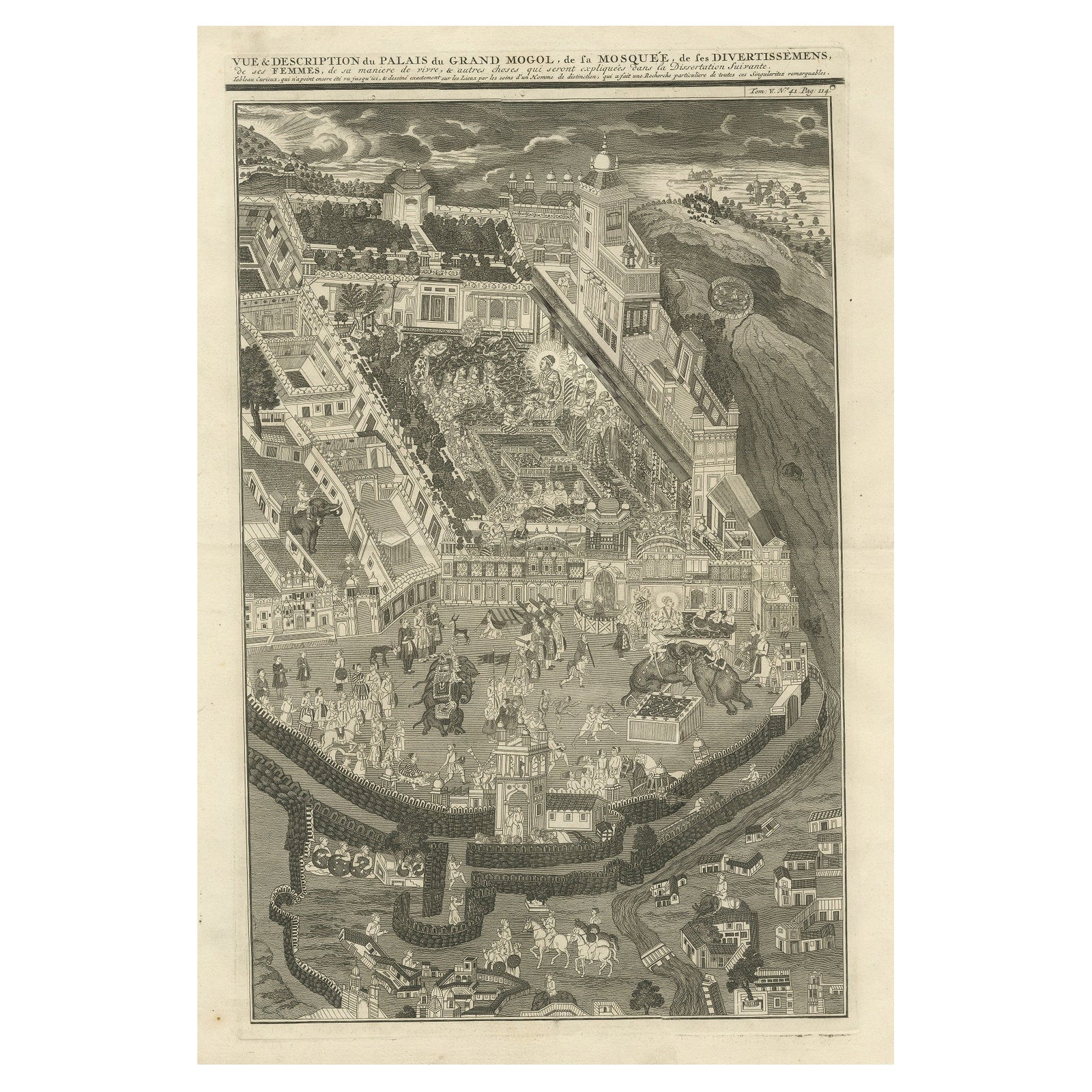 Grand Mogol’s Palace & Mosque, Chatelain Engraving of Delhi, 1719