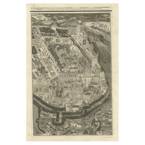 Grand Mogol’s Palace & Mosque, Chatelain Engraving of Delhi, 1719