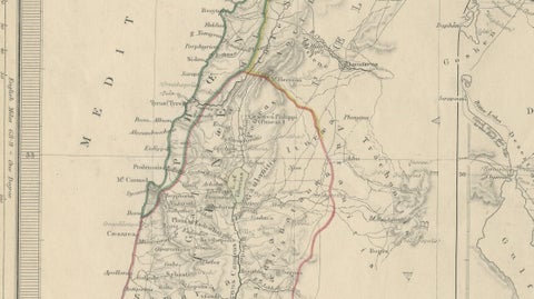 Ancient Syria Map Including Palestine, Jerusalem & Mount Sinai, 1843, close-up 6