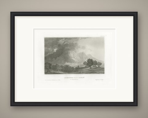 Antique Biblical View of Arimathea, Ramah, in Palestine, circa 1850, shown framed