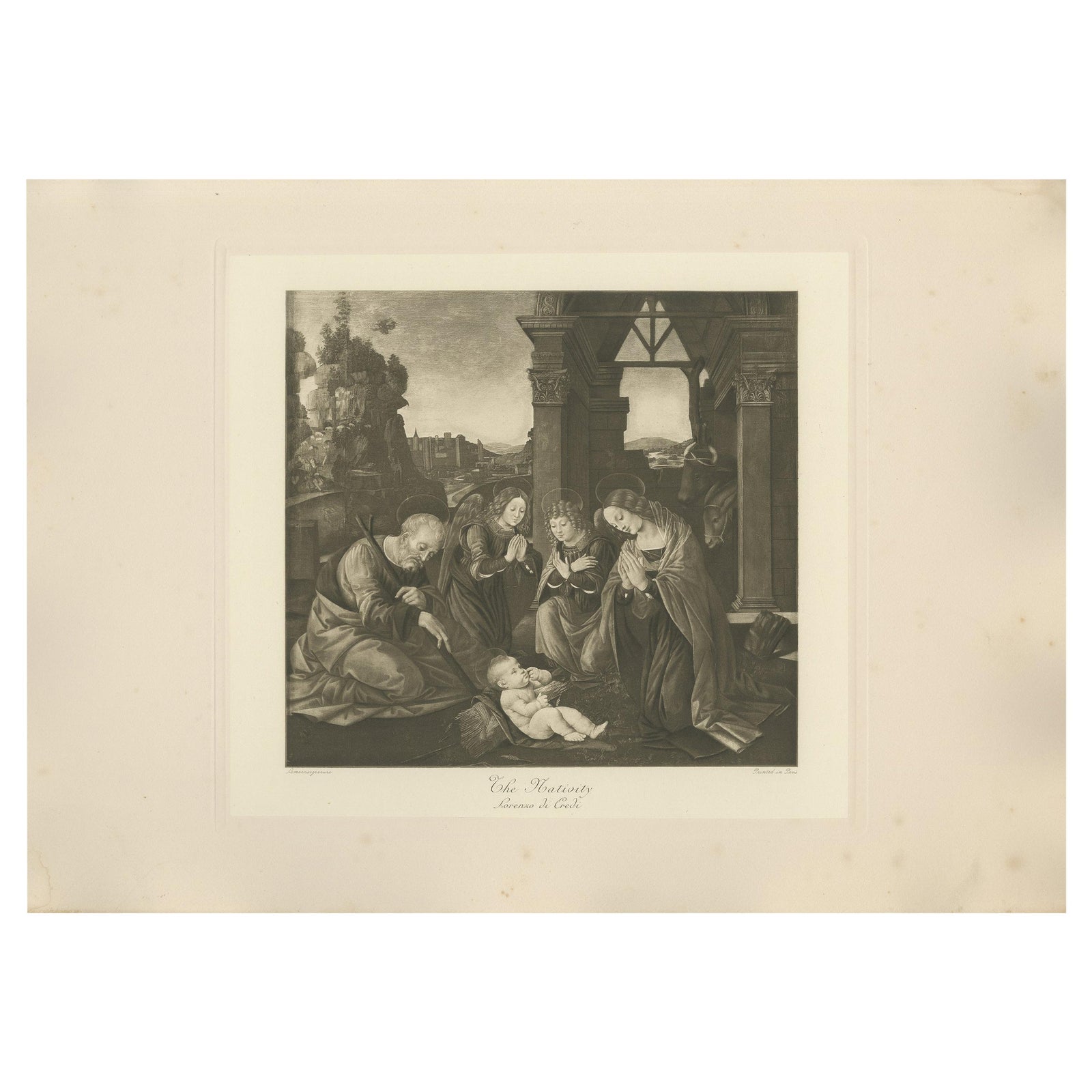 Antique Print of 'The Nativity' made after Lorenzo di Credi 'c.1890'