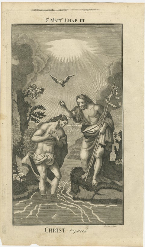 Set of Biblical Engravings, Adoration, Flight to Egypt & Christ’s Baptism, 1735, view 4