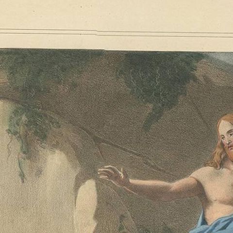 Antique Religious Print 'No. 39' the Appearance to Mary Magdalene, circa 1840, close-up 1