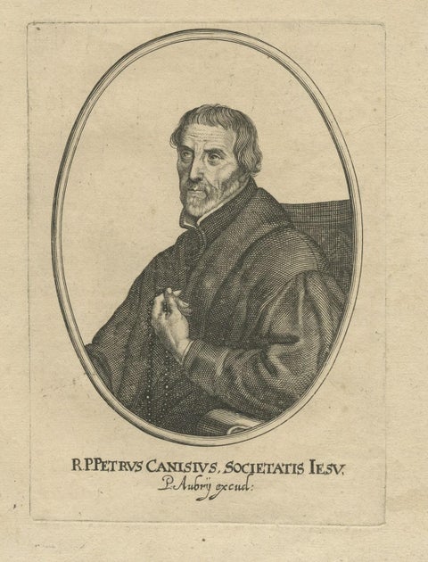 Old Portrait of Peter Canisius, a Renowned Dutch Jesuit Catholic Priest, Ca.1650, close-up 1