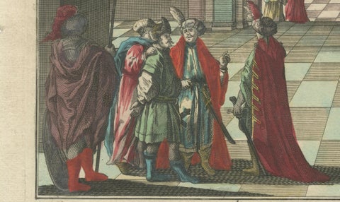 Joseph and Pharaoh, Antique Vue d’Optique by Probst, c.1770, close-up 2