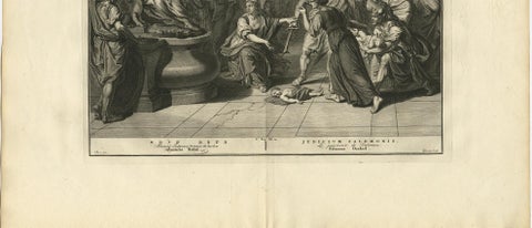 Antique Bible Print of Solomon's Judgement Made after B. Picart, 1728, view 3