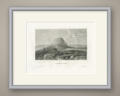 Antique Holy Land View of Mount Tabor in Galilee, Engraving, circa 1850, shown framed