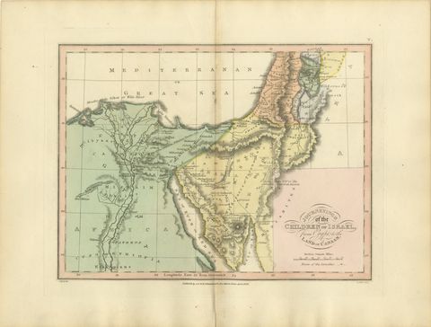 The Exodus Route from Egypt to Canaan, Antique Wyld Map, 1823, view 2