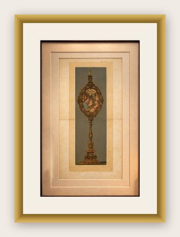 Antique Chromolithograph Monstrance Reiche Kapelle Munich Sacred Object, 1874, shown framed