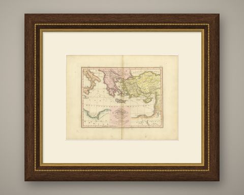 The Travels and Voyages of Saint Paul, Antique Wyld Map, 1823, shown framed