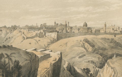19th-Century Chromolithograph of Jerusalem, View from the Road to Bethany, 1862, close-up 2