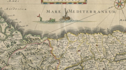 Antique Blaeu Holy Land Map, Terra Sancta Palestina, 1629, close-up 6