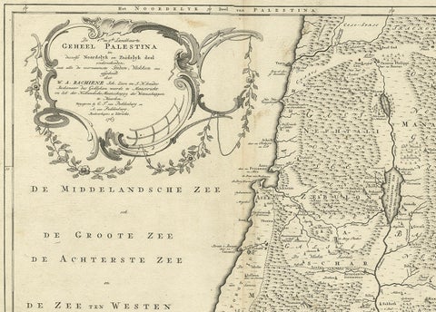 Antique Map of Northern Palestine with The Tribes of Israel. Dutch, 1763, close-up 3