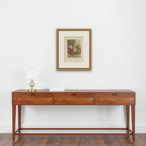 Antique Bible Print of the Little Captive Maid by Kronheim 'c.1860', shown framed on a wall, true to size