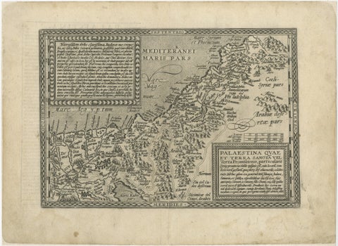 Rare 16th Century Map of the Holy Land and Palestine by Matthias Quad, ca.1599, view 2