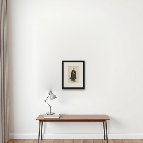 Antique Print of a Member of the Order of Saint Anthony, Ethiopia, 1845, shown framed on a wall, true to size