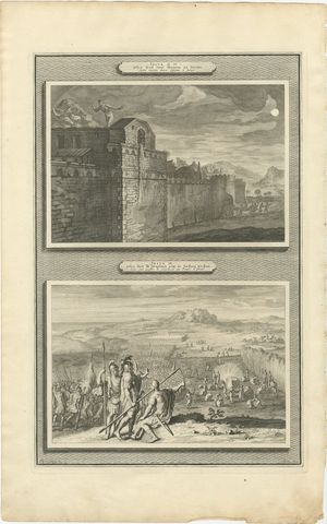 Rahab and the Spies and the Crossing of the Jordan, Mortier Bible circa 1700, view 2