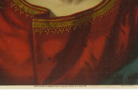 Ecce Homo, 1899 German Chromolithograph of Christ with Crown of Thorns (Dresden), close-up 4