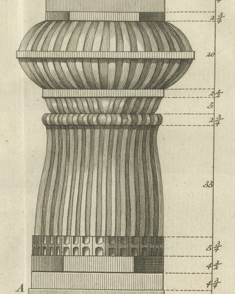 The Column Order of the Elephanta Temple, Antique Print, 1780, close-up 1