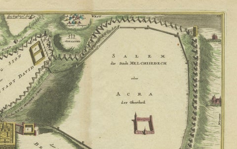 1720 Weigel Engraving of Jerusalem: A Biblical View from Josephus' Perspective, close-up 2