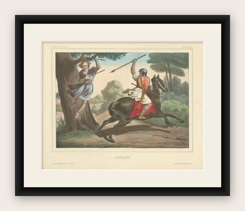 Antique Religious Print, Absalom's Rebellion, Histoire Sainte, Ancien Testament, shown framed